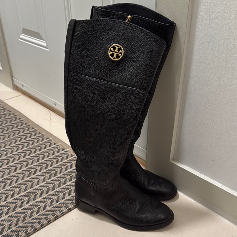 Tory Burch Black Leather Riding Boots
